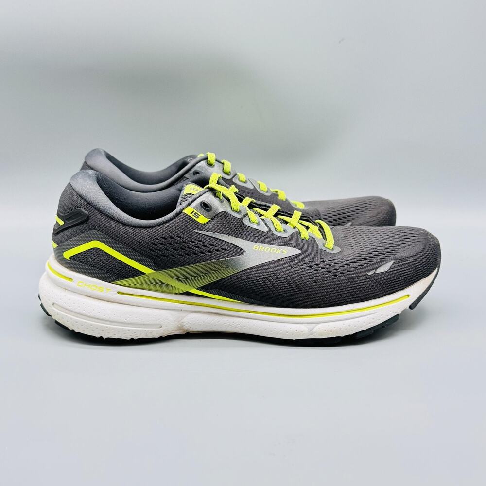 Brooks Shoes Mens 8 Gray Yellow Ghost 15 Road Running Trainers Sneakers